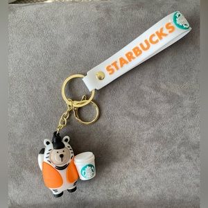 NWT Starbucks zebra barista bag charm and wristlet wrist